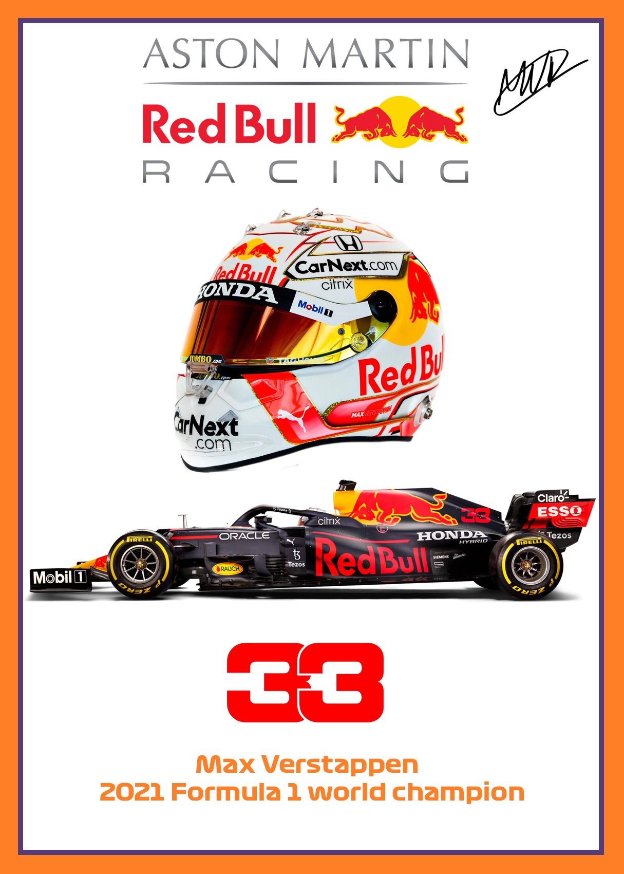 max verstappen 2021 Signed limited-edition F1 helmet prints – A3 satin finish artworks
